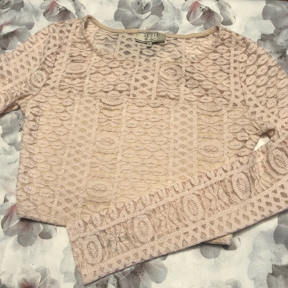 2/$30❗️Guess Lace Long Sleeves Crop Top - Picture 2 of 3
